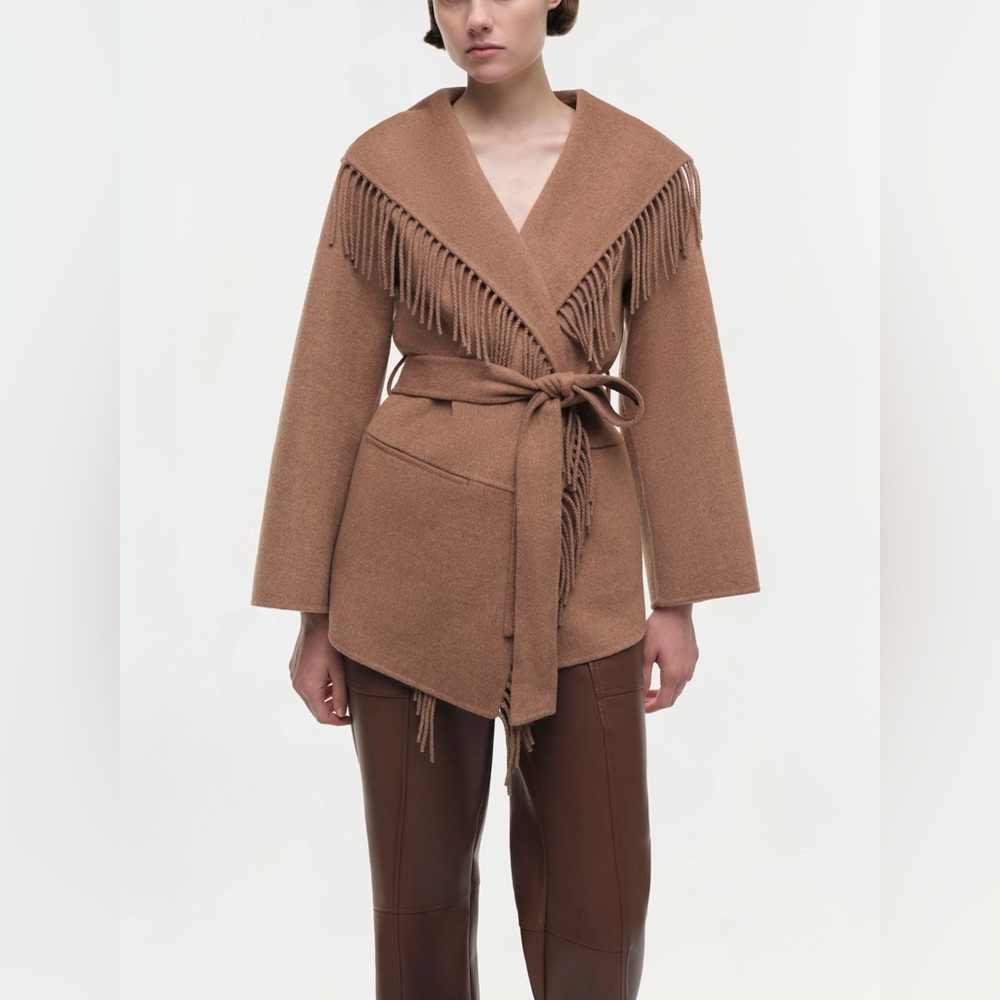 SIMKHAI Rowen Fringe Belted Wool Jacket - Picture 8 of 16